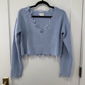 Lovers & Friends Light Blue Distressed Sweater